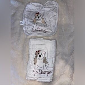 Go dawgs monogrammed bib and burp rag
